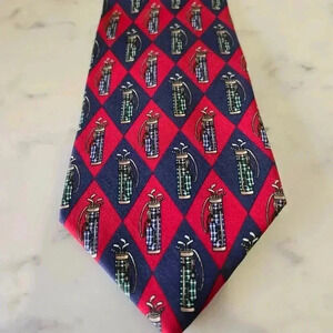 Tommy Hilfiger 100% Italian Silk Necktie Golf Golf bags Made in USA